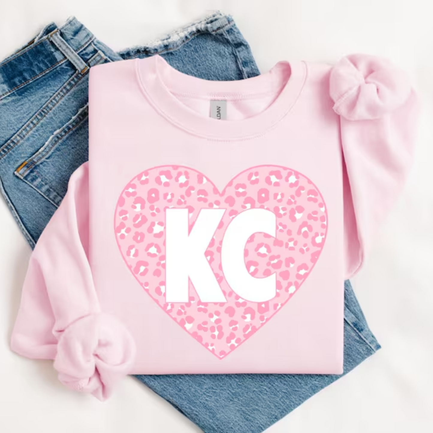 Pink Leopard KC Heart Sweatshirt