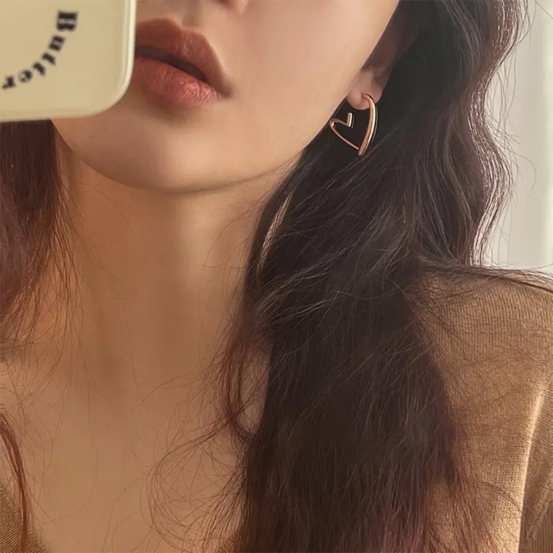 Modern Heart Hoop Earrings
