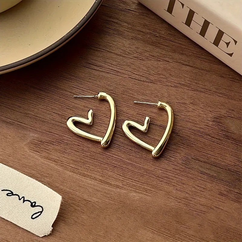 Modern Heart Hoop Earrings