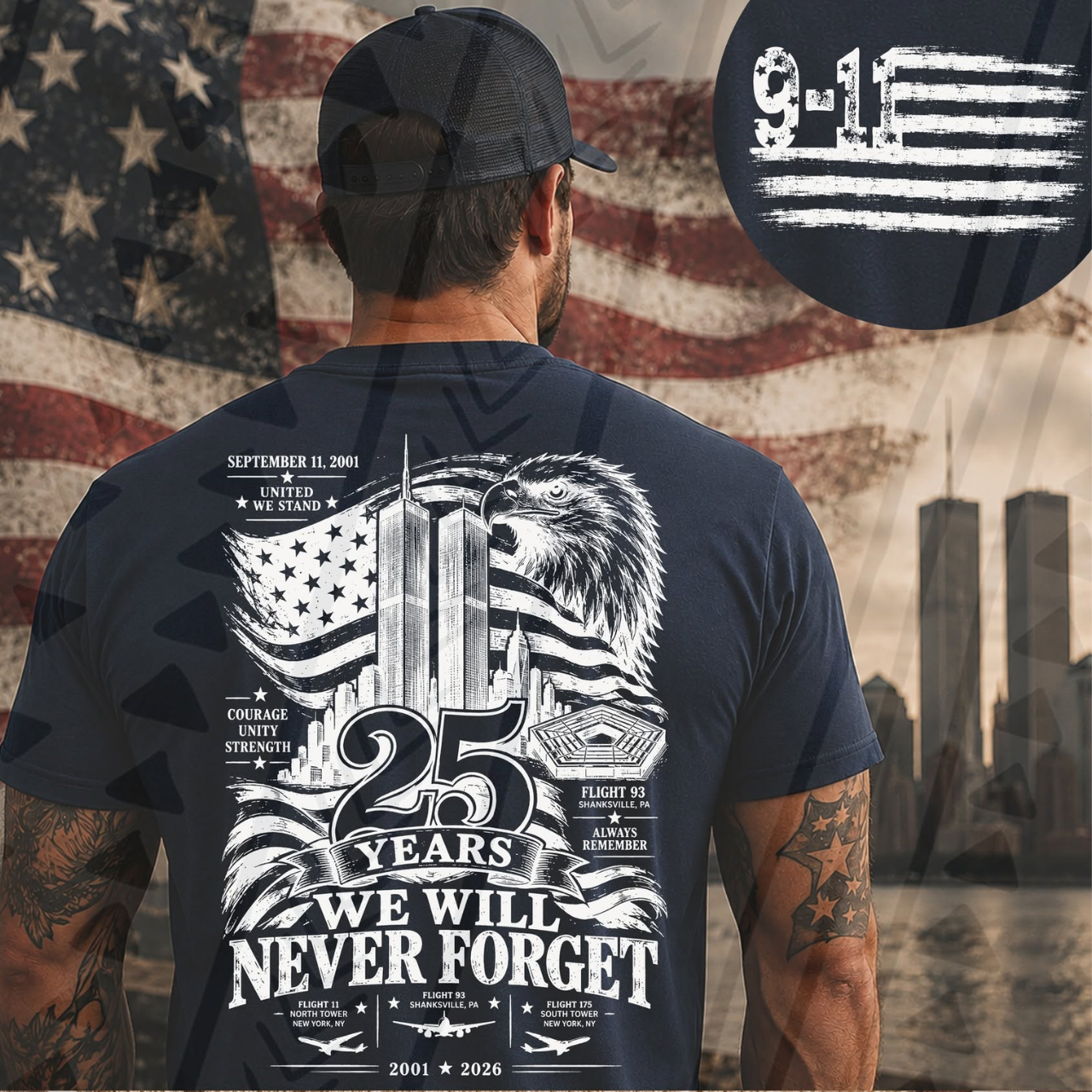 9/11 25th Anniversary Never Forget Graphic Tee