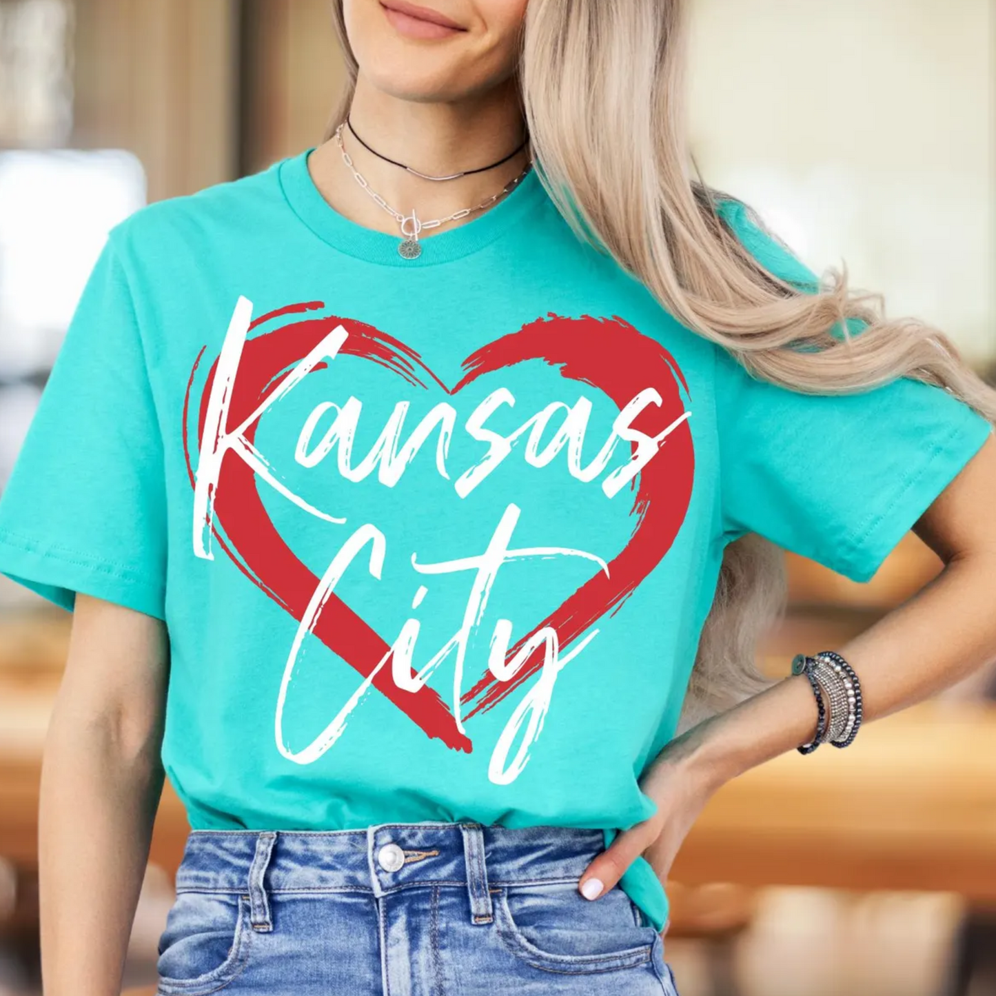 Kansas City Heart Tee – Turquoise Love Edition