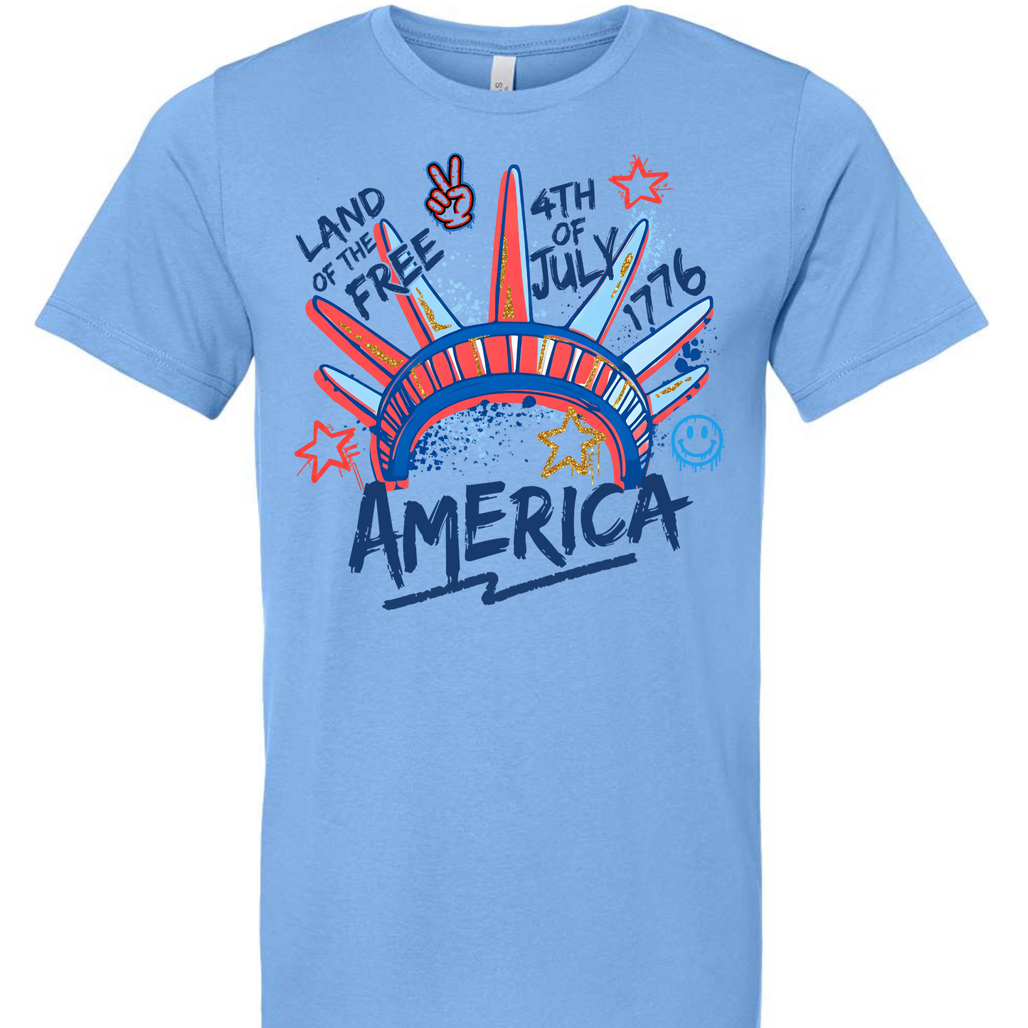 Land of the Free America 1776 Patriotic Graphic Tee | Retro Red White & Blue Fourth of July Shirt