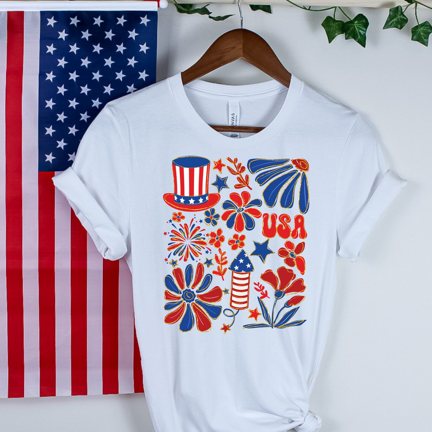 USA Retro Floral Fireworks