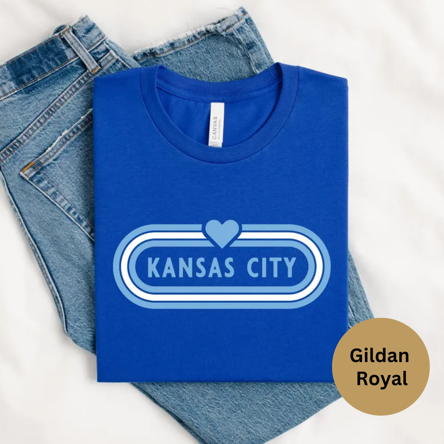Kansas City Baseball Heart Sign (white/light blue)