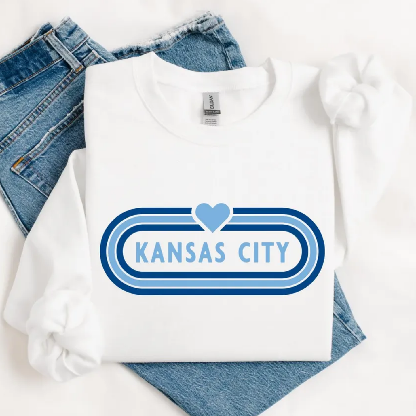 Kansas City Baseball Heart Sign (Navy/Light Blue)