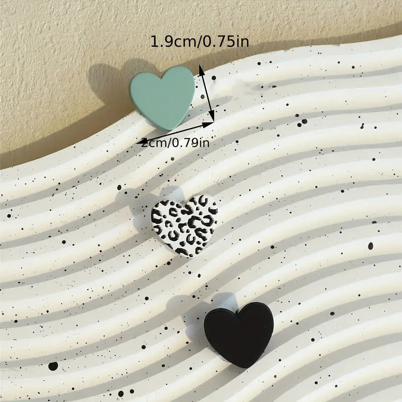 Set of Heart Stud Earrings – Playful Patterns and Timeless Tones