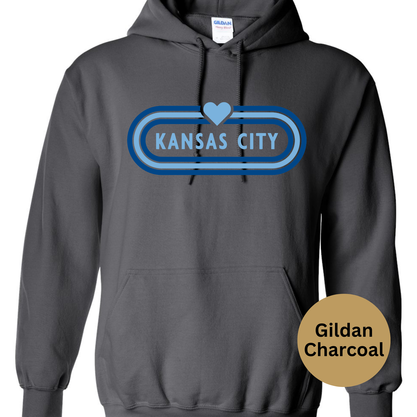 Kansas City Baseball Heart Sign (Navy/Light Blue)