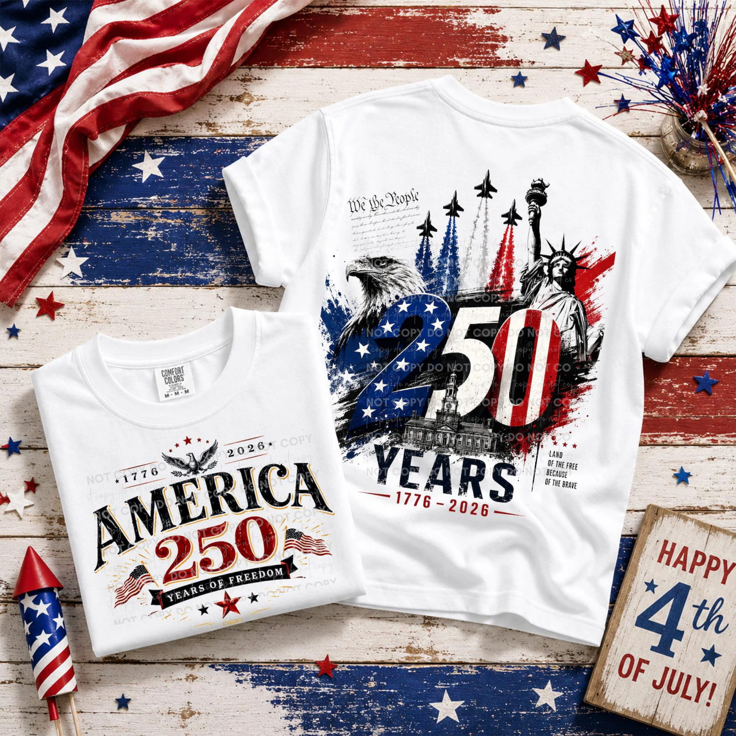 America 250 Years of Freedom Large Back Graphic Tee