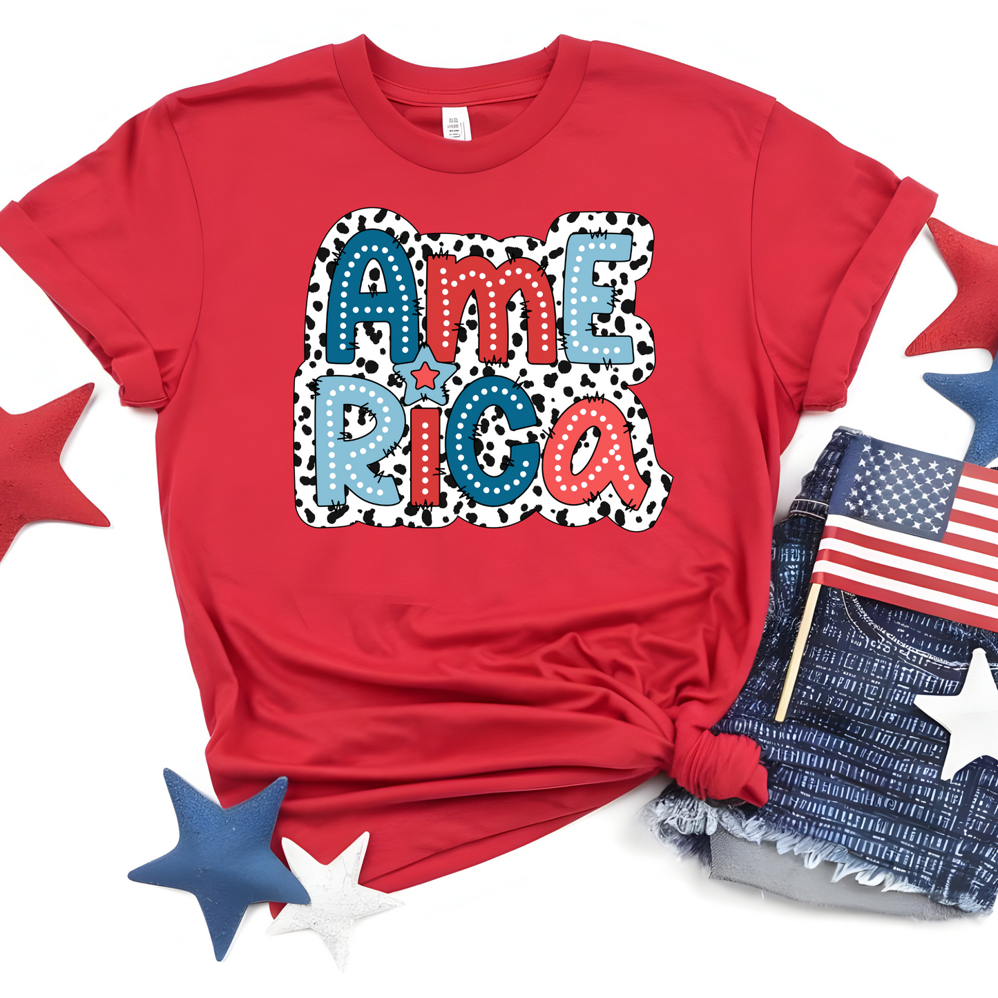 Dalmatian Dot America Tee – Playful Patriotic Style