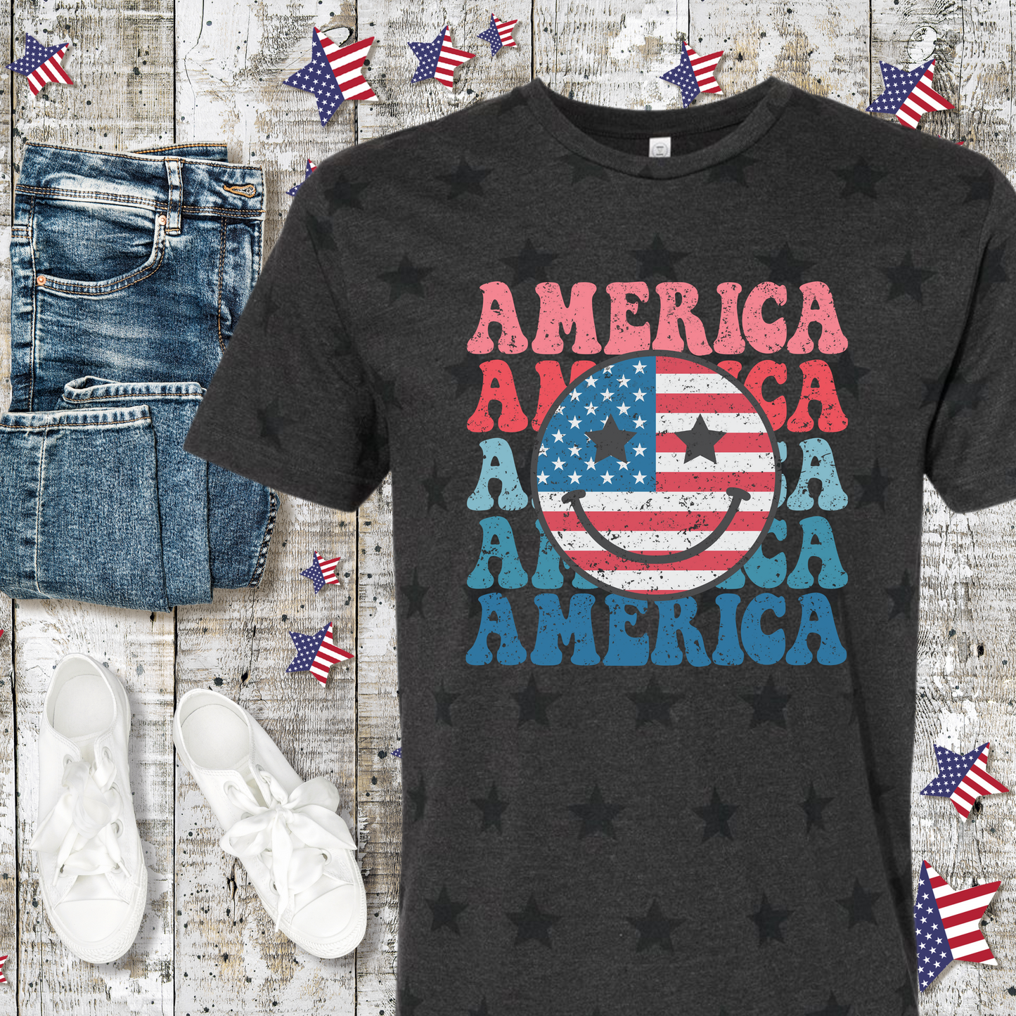 Retro America Smiley Tee
