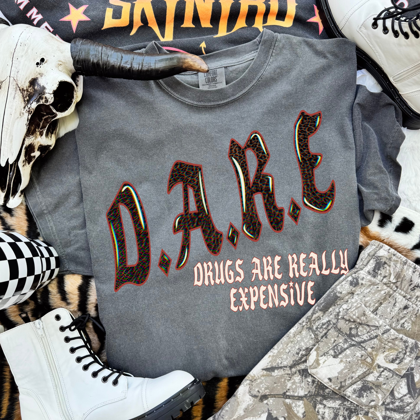 D.A.R.E. Drugs Are Really Expensive Leopard Print Graphic Tee