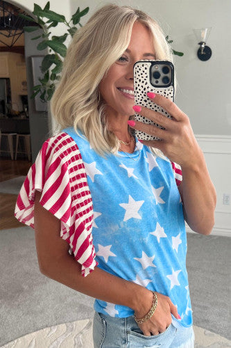 Ruffle Sleeve Vintage Stars