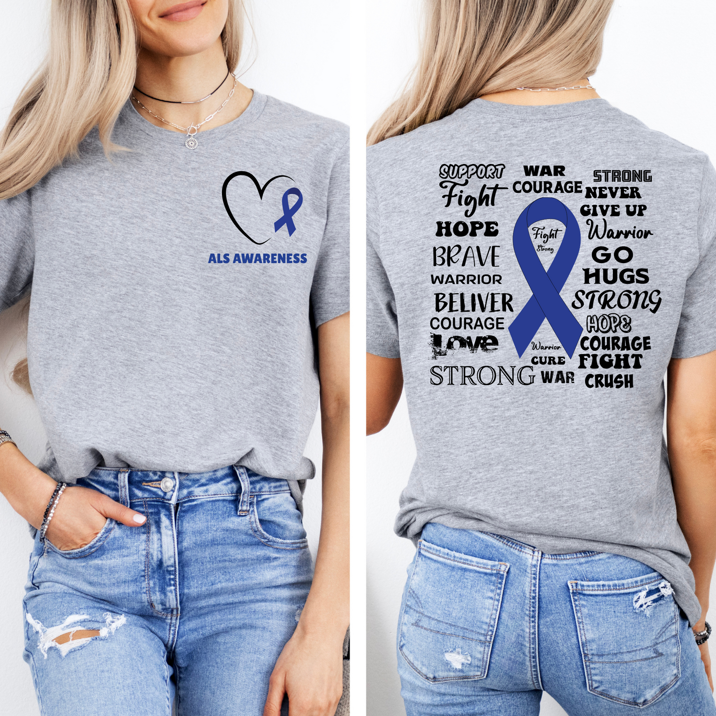 "Strength in Every Word" β ALS Awareness Tee (Front & Back Design)
