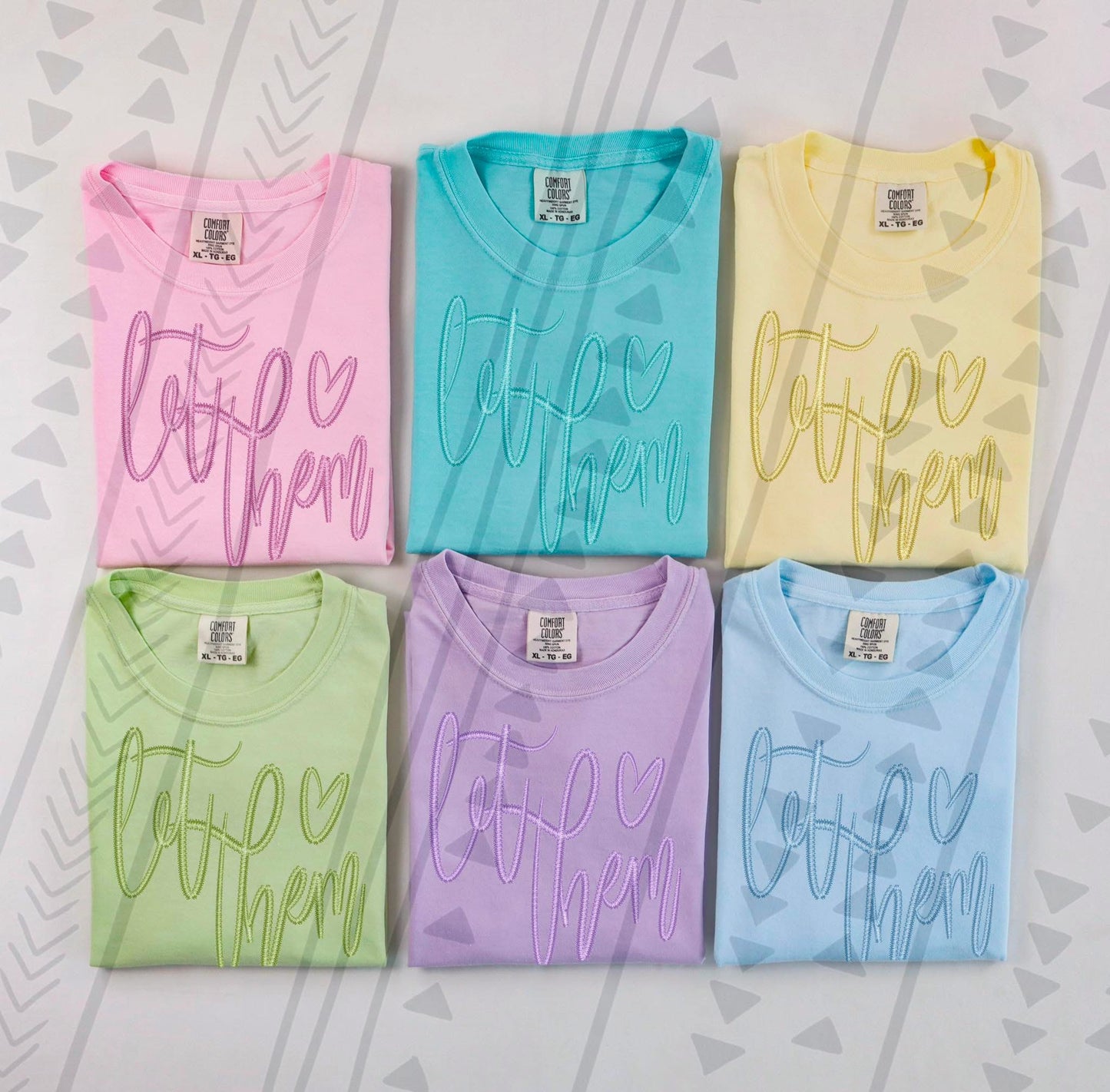 “Let Them” Faux Embroidered Tee – Spring Pastels Collection