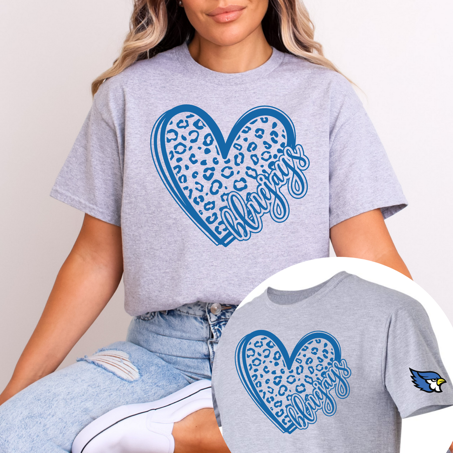 Bluejay Leopard Heart w/ Sleeve Mascot