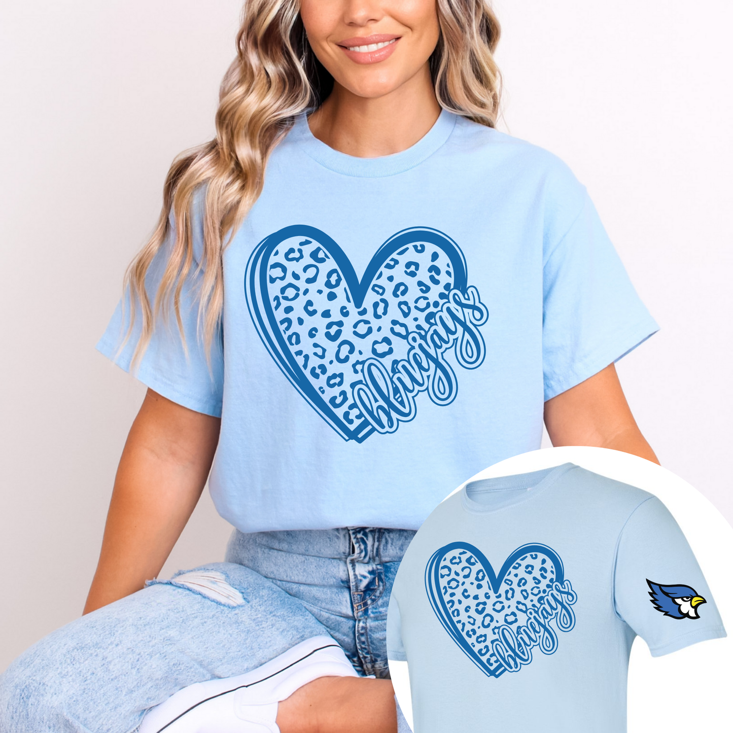 Bluejay Leopard Heart w/ Sleeve Mascot