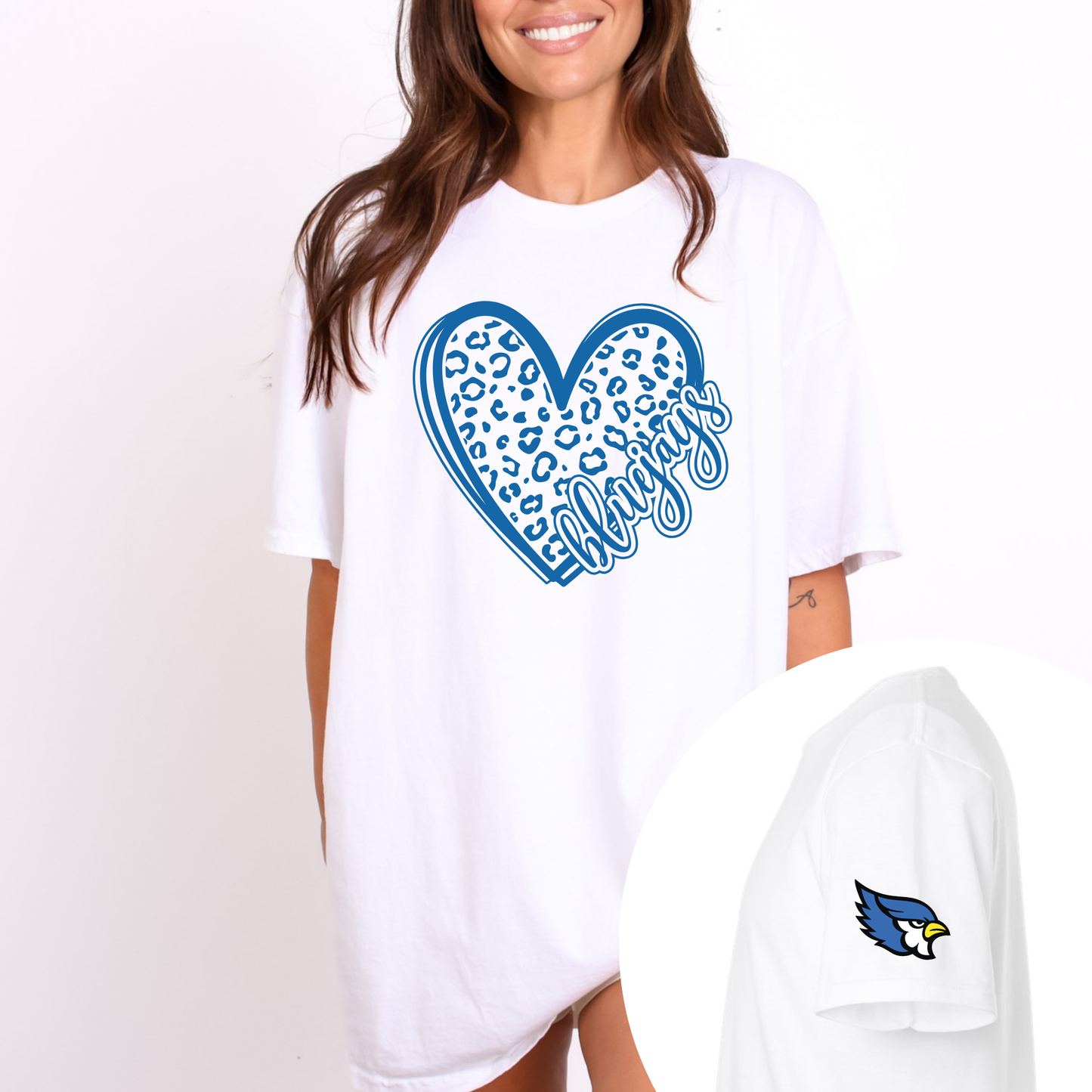 Bluejay Leopard Heart w/ Sleeve Mascot