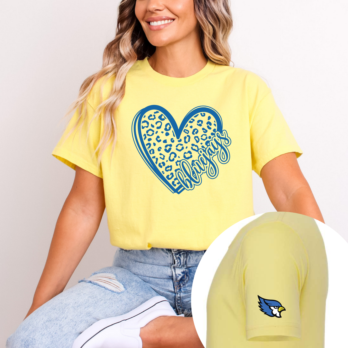 Bluejay Leopard Heart w/ Sleeve Mascot