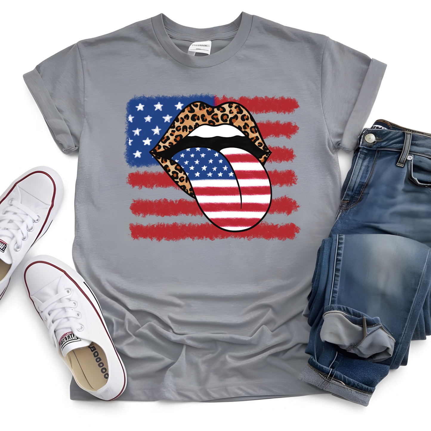 Leopard Patriotic Lips