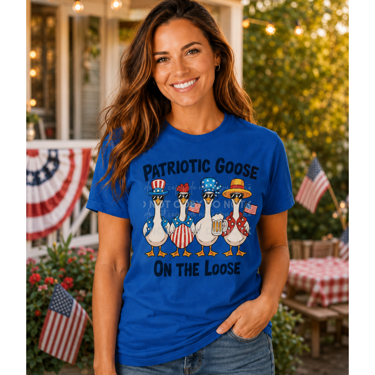 Patriotic Goose on the Loose Graphic Tee
