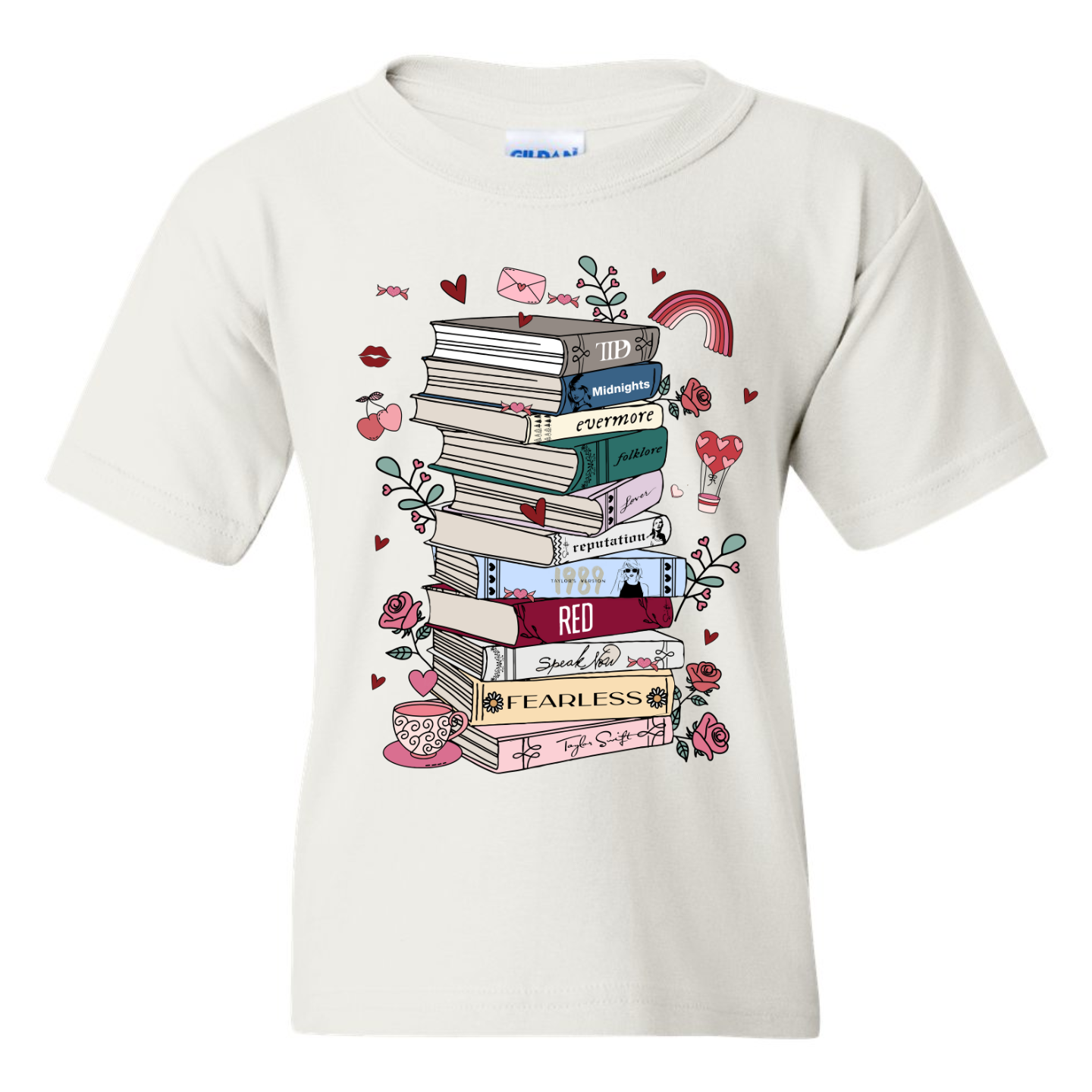 Youth “Album Book Stack” Tee – Cute Music Lover Graphic Shirt
