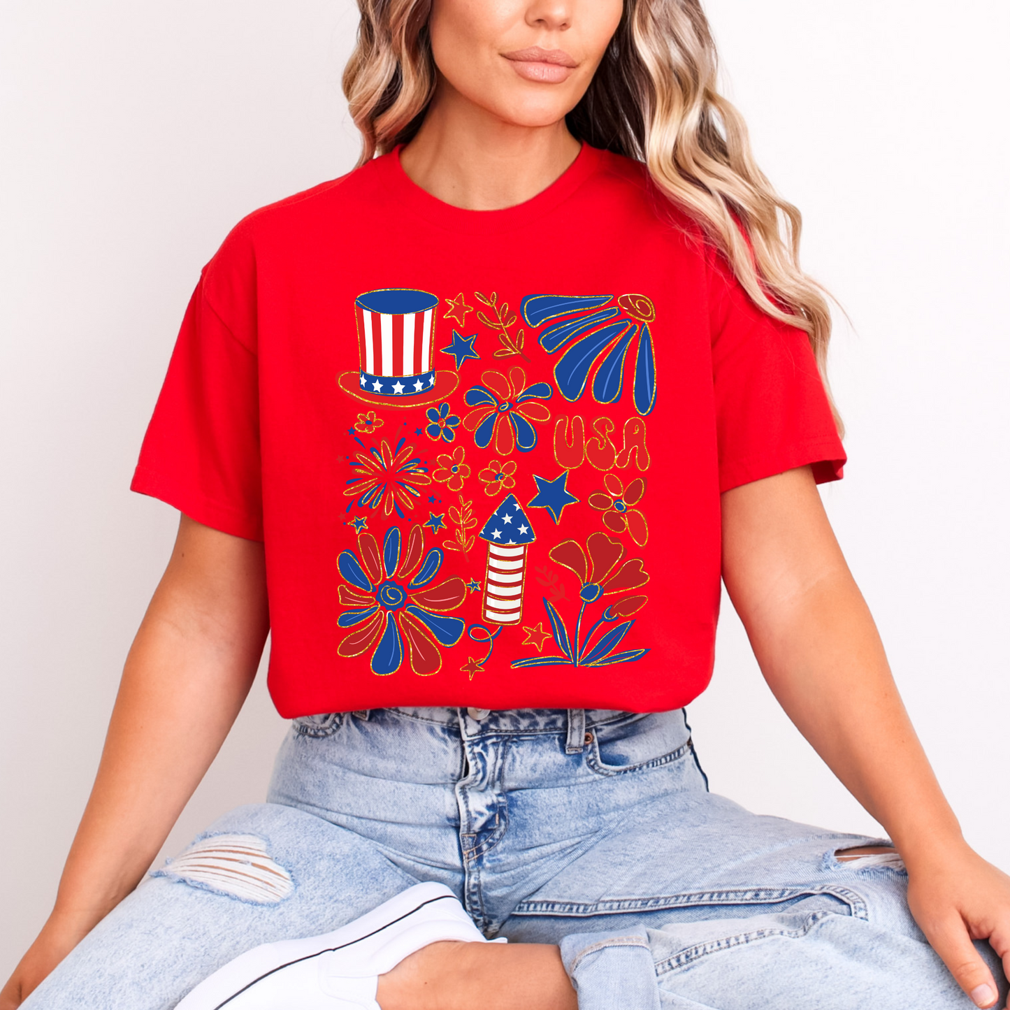 USA Retro Floral Fireworks