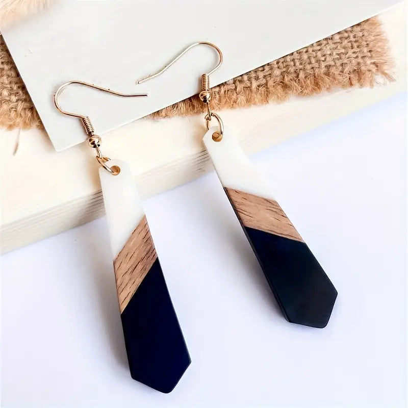 Geometric Shape Dangle Earrings - Nickel Free Plating