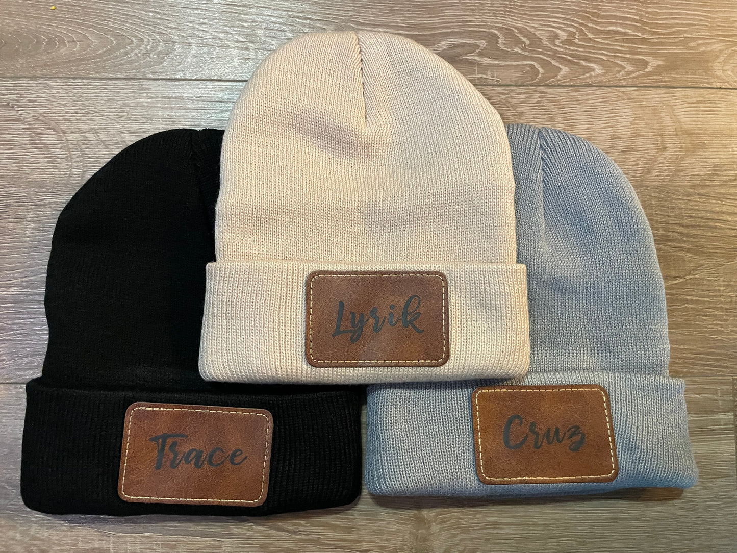 Personalized Leather Patch Youth Beanie