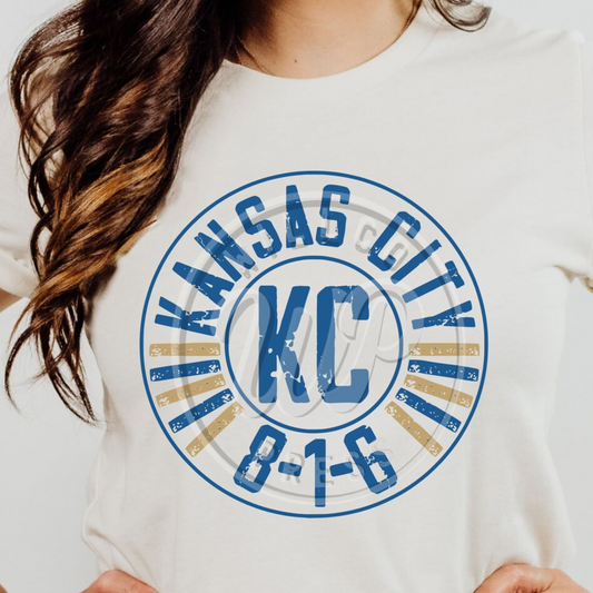 KC Retro Circle Tee – 816 Royal/Gold Edition
