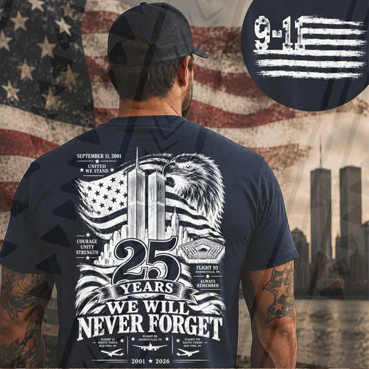 9/11 25th Anniversary Never Forget Graphic Tee