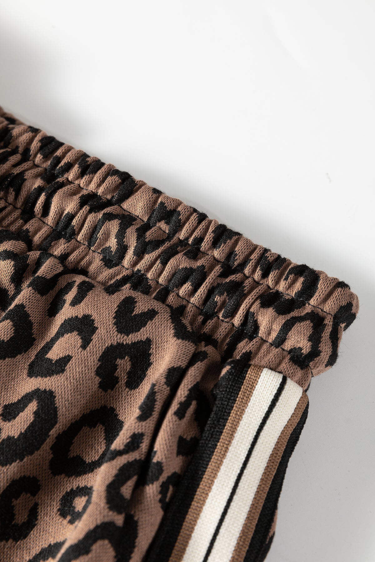 Khaki Leopard Print Quarter Zip Long Sleeve Top Mini Skort Set