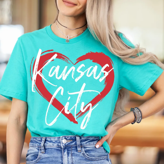 Kansas City Heart Tee – Turquoise Love Edition