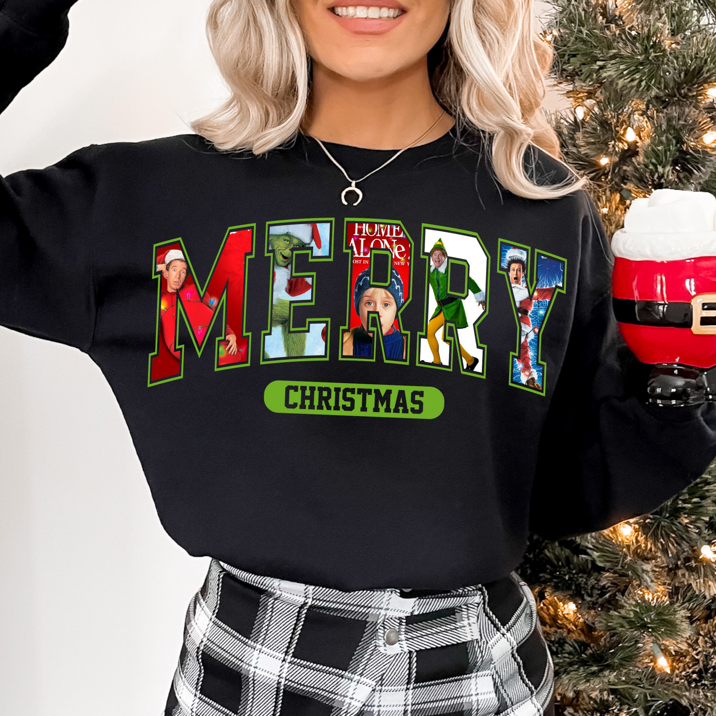 “MERRY” Christmas Movie Sweatshirt – Celebrate the Classics in Style!