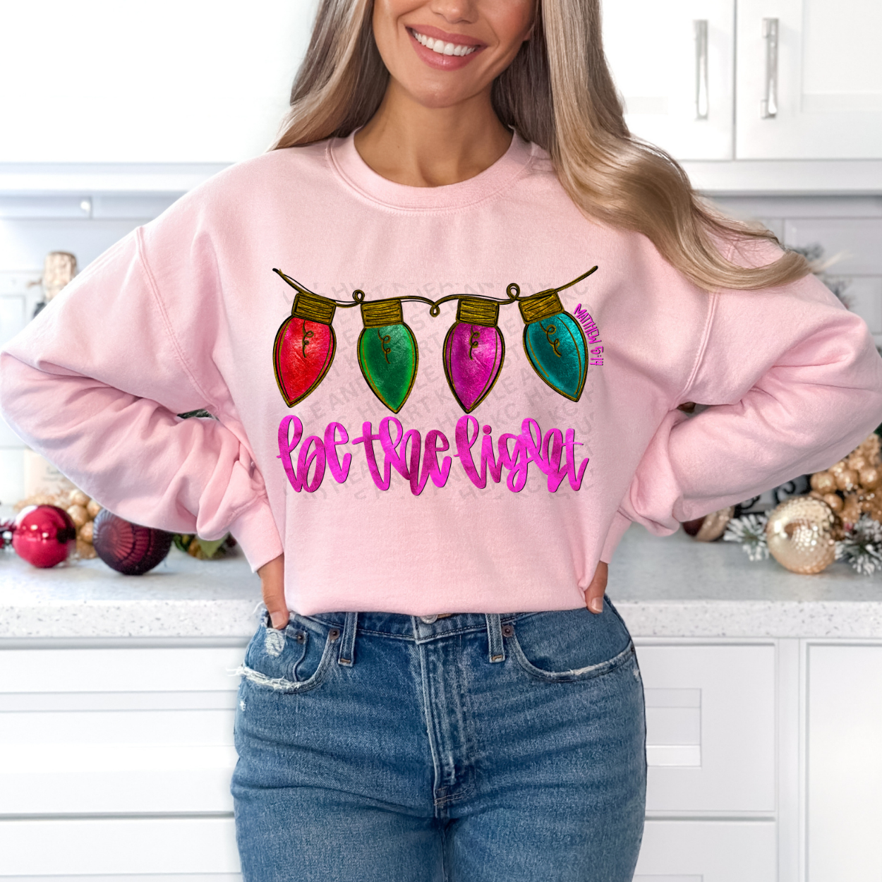 Be The Light Christmas Sweatshirt – Colorful Retro Bulb Design
