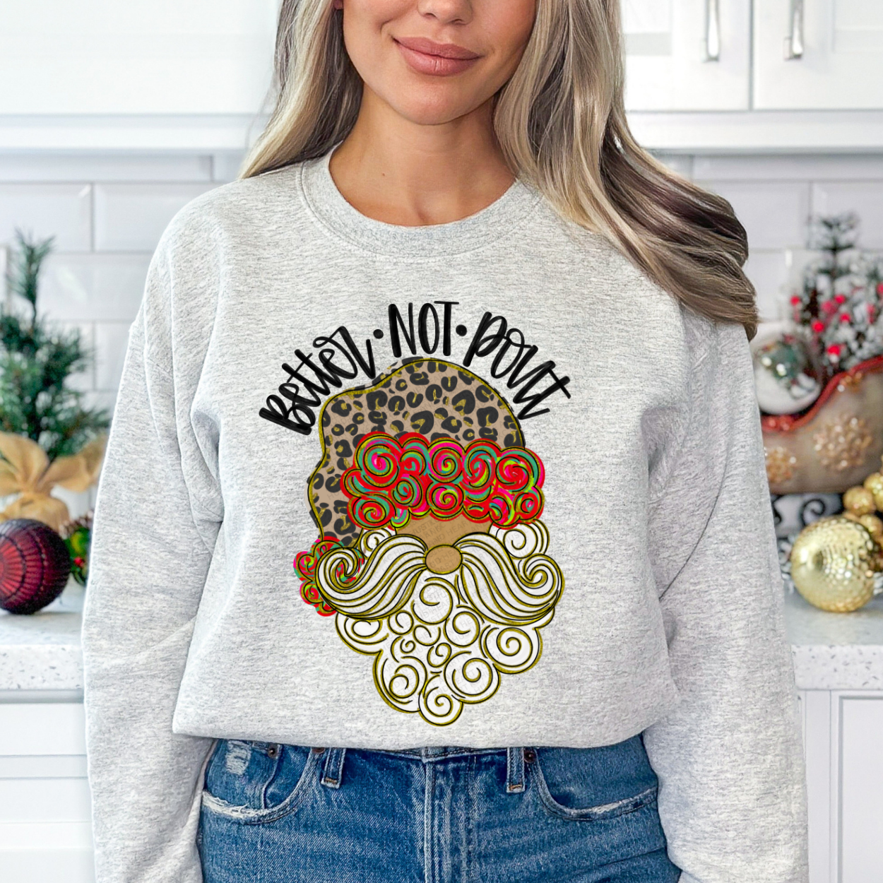 Better Not Pout Leopard Santa Sweatshirt