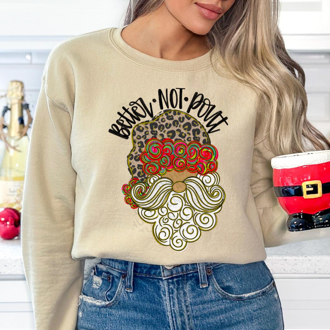 Better Not Pout Leopard Santa Sweatshirt