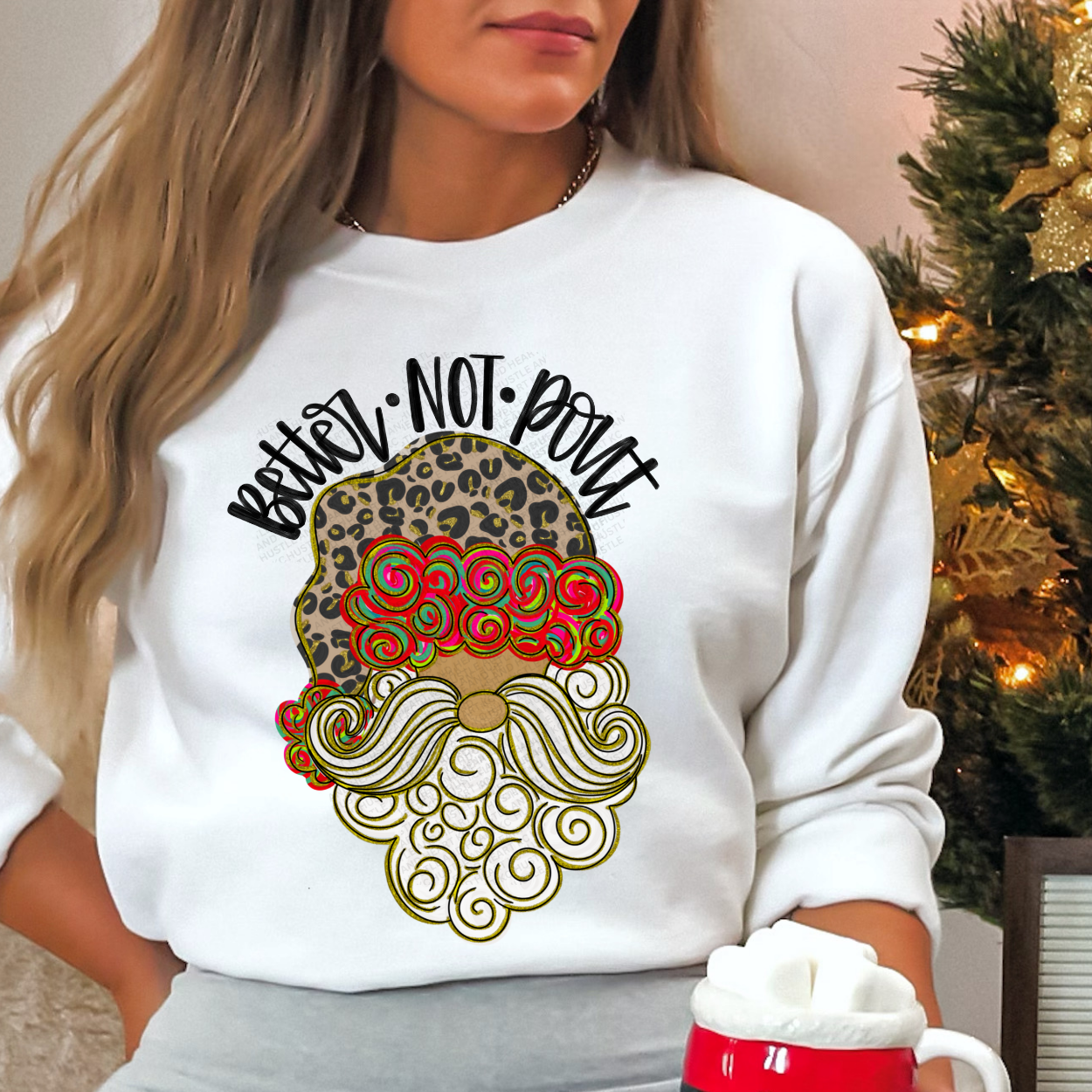 Better Not Pout Leopard Santa Sweatshirt