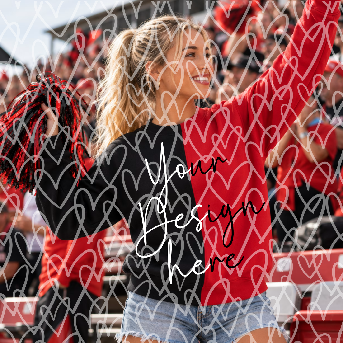 Gildan Heavy Blend Split-Color Sweatshirt Mockup Bundle | 10 Football Stadium Lifestyle Mockups