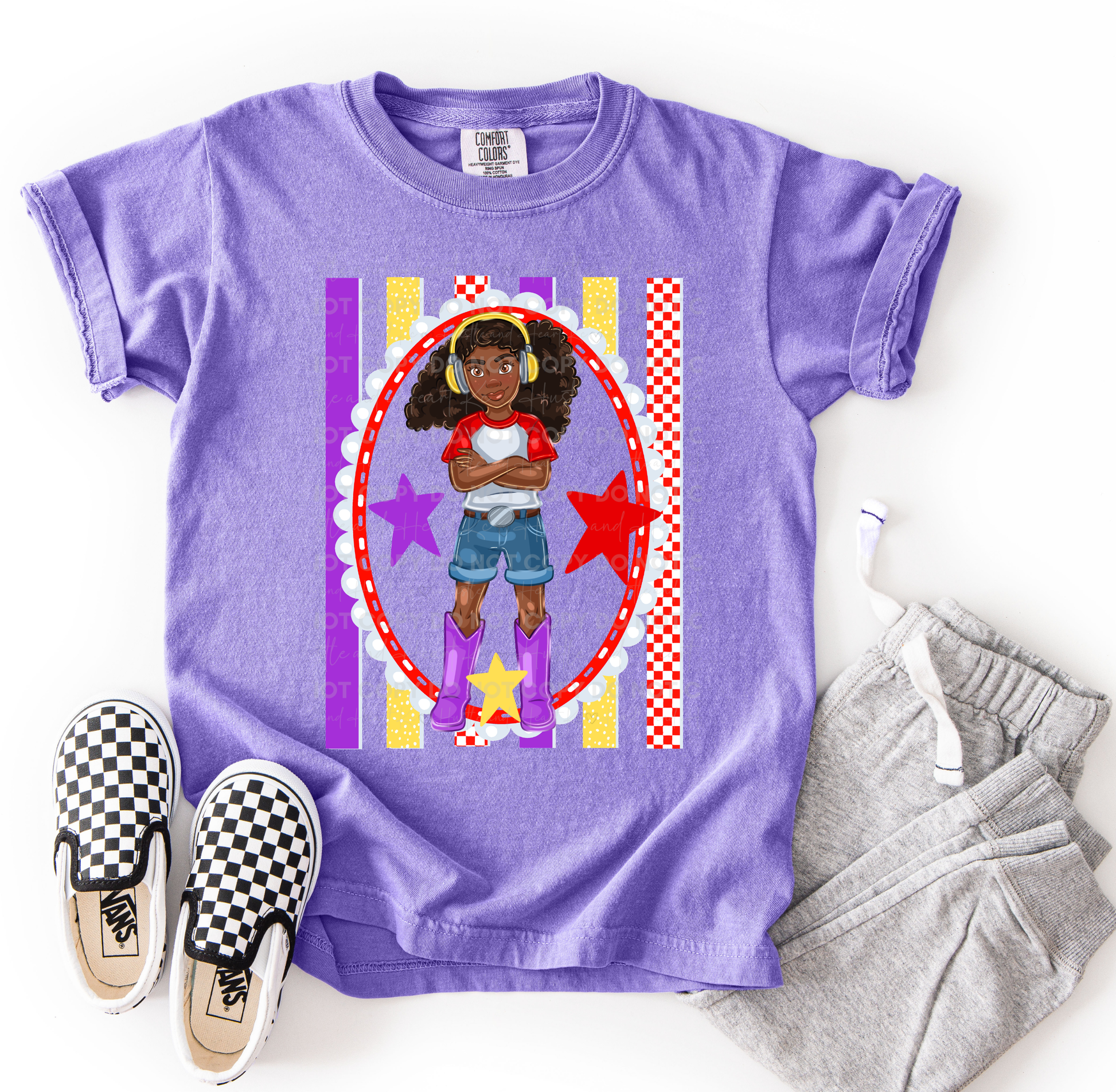 Gabby-inspired character design printed on a Comfort Colors® t-shirt with colorful accents and playful Toy Story-inspired details.