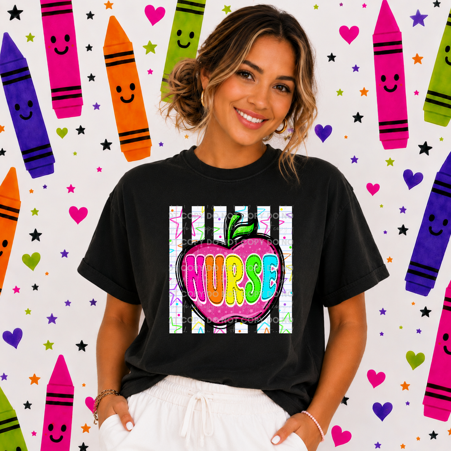 Bright Apple Doodle Staff T-Shirt