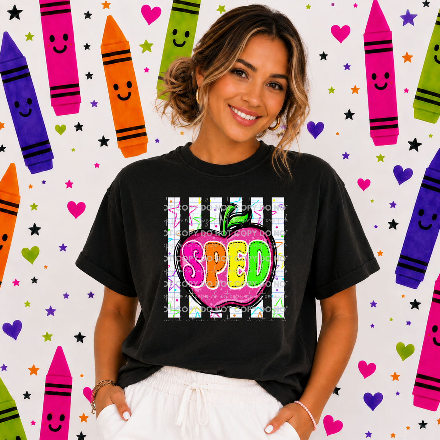 Bright Apple Doodle Staff T-Shirt