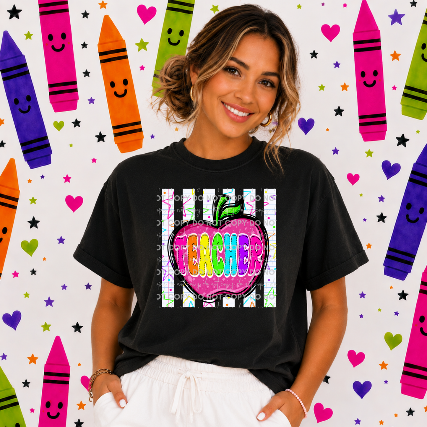 Bright Apple Doodle Staff T-Shirt