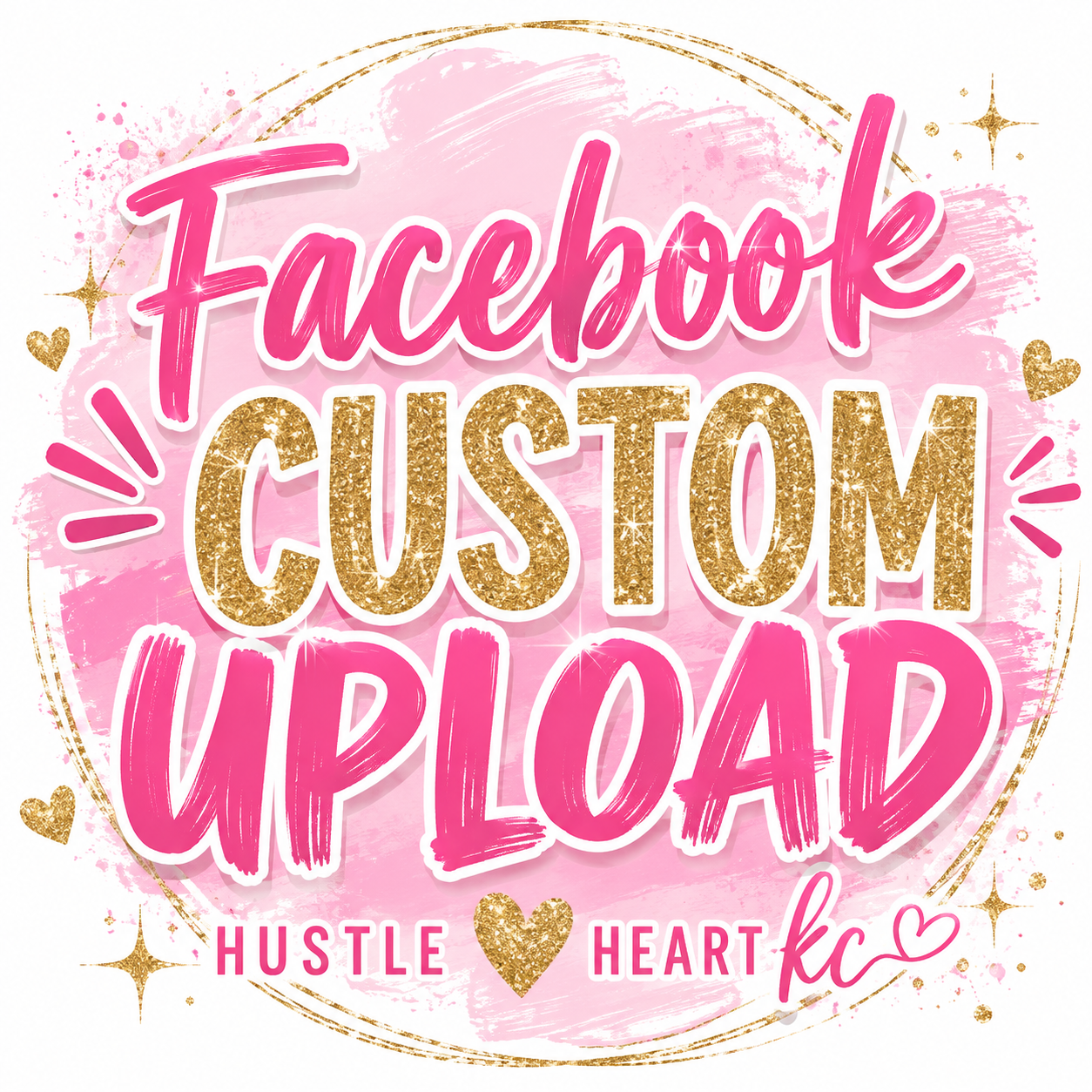 Facebook Custom Upload ordering option from Hustle & Heart KC for customers purchasing custom graphic tees, sweatshirts and apparel from Facebook designs
