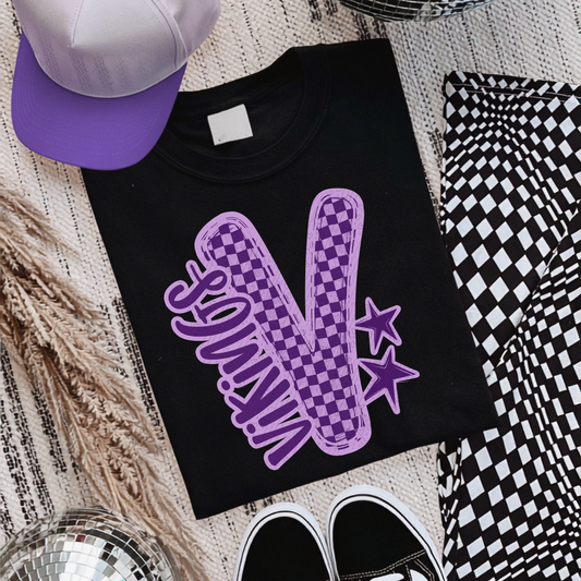 Checkered V Purple Doodle