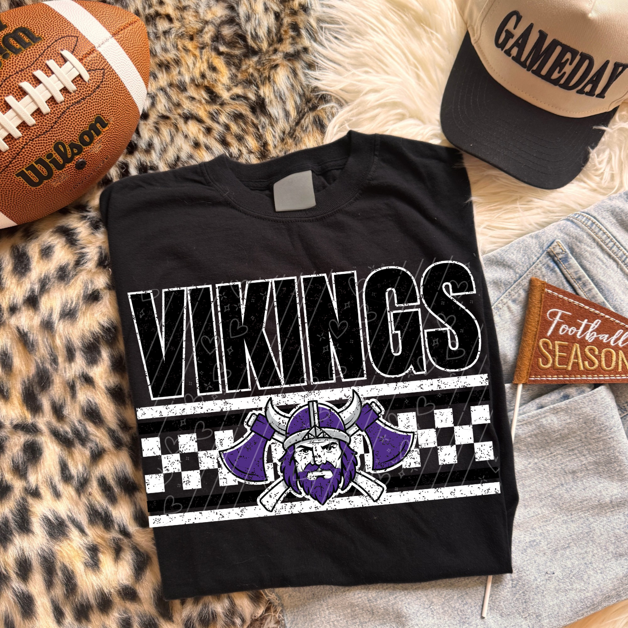 Distressed Viking Checkered Mascot