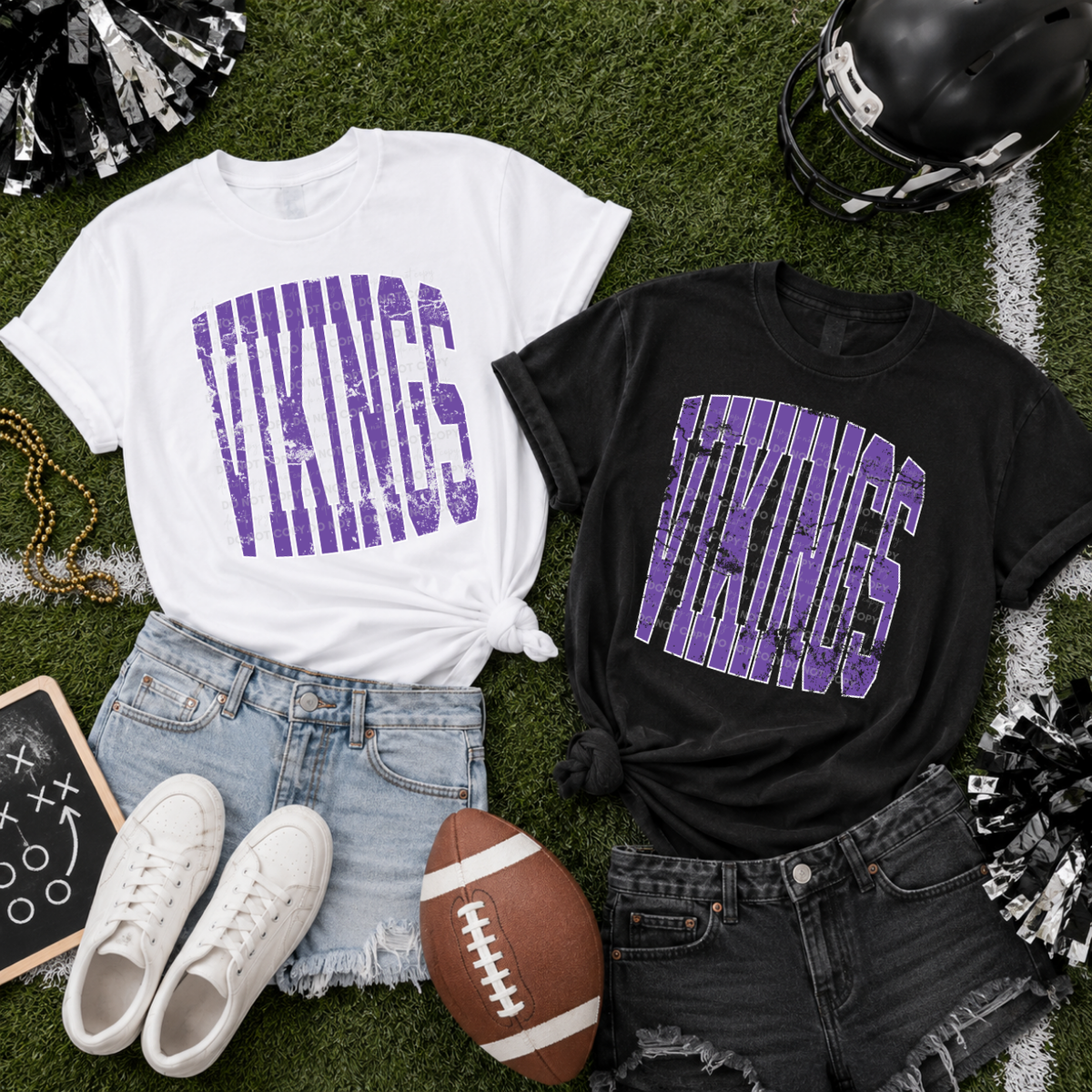 Distressed Vikings Stretched Varsity