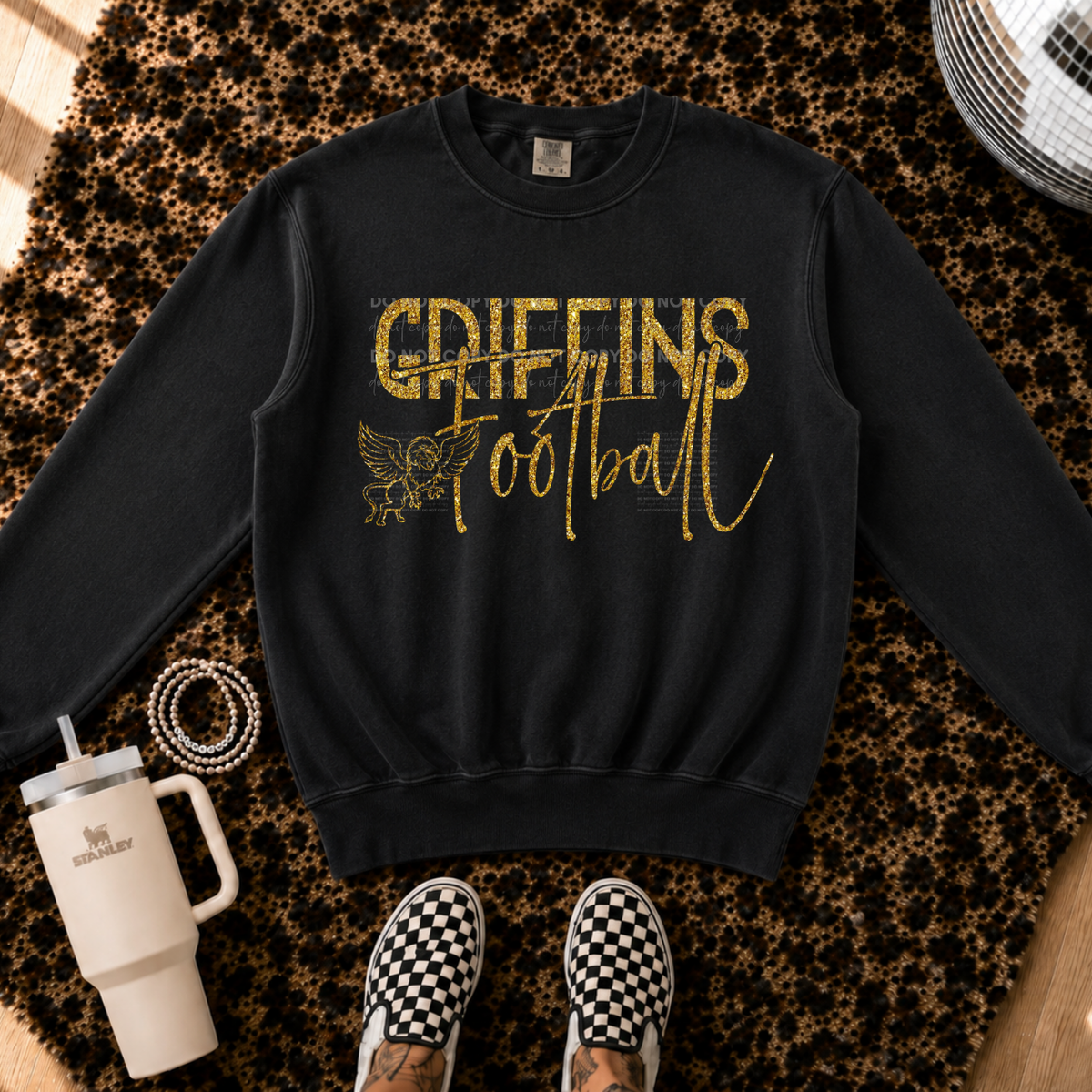Faux Glitter Griffins Football