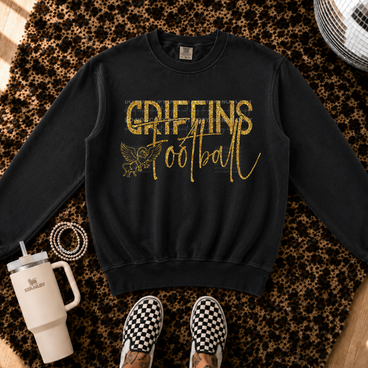 Faux Glitter Griffins Football