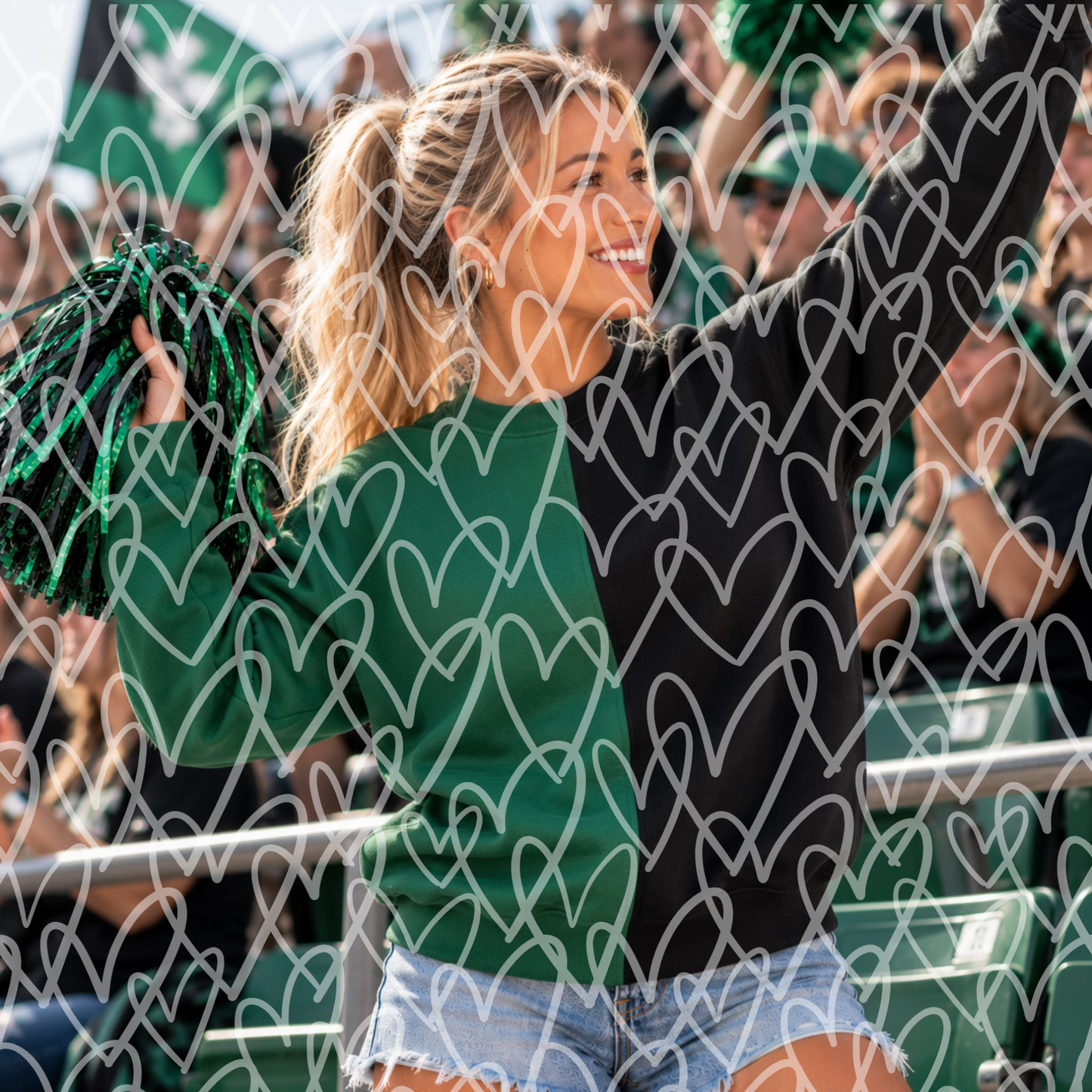 Gildan Heavy Blend Split-Color Sweatshirt Mockup Bundle | 10 Football Stadium Lifestyle Mockups