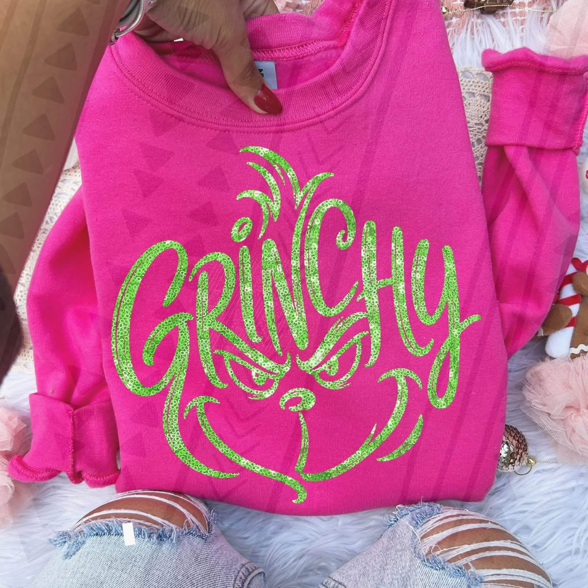 Grinchy Faux Sequins